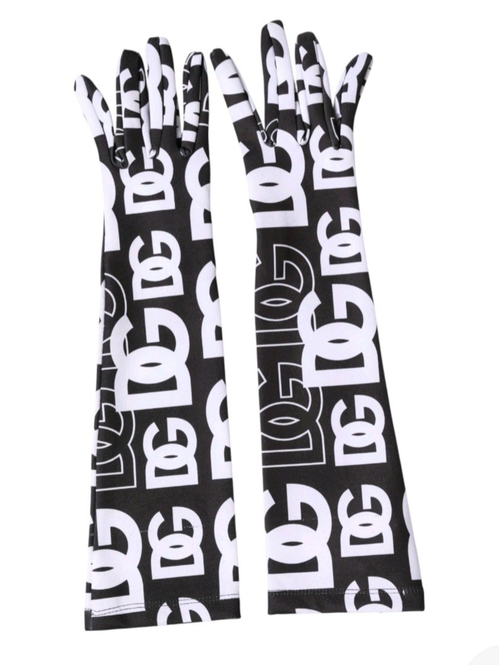 NEW Dolce & Gabbana Black and White Logo Opera Gloves